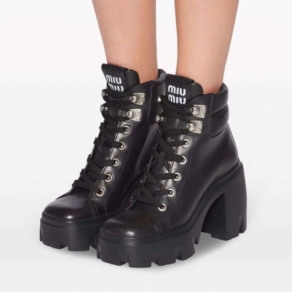 Miu Miu Block Heel Platform Combat Boots size 41 - Picture 3 of 16